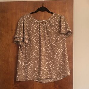 Pleione Brown and White Patterned Blouse